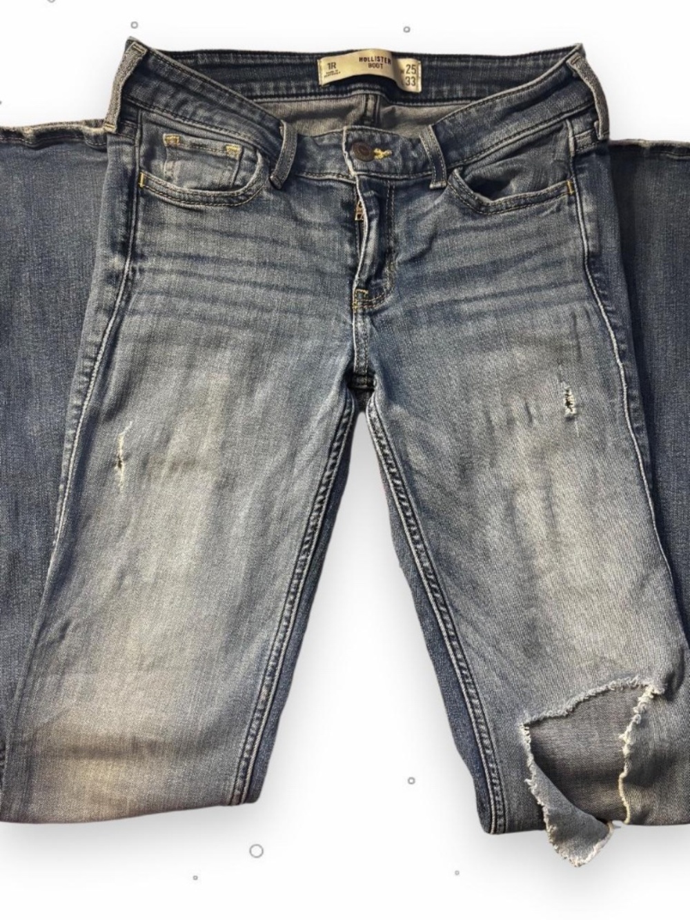Hollister Bootcut Jeans Women's 1R W25 L33 Distressed Light Wash Flared Denim